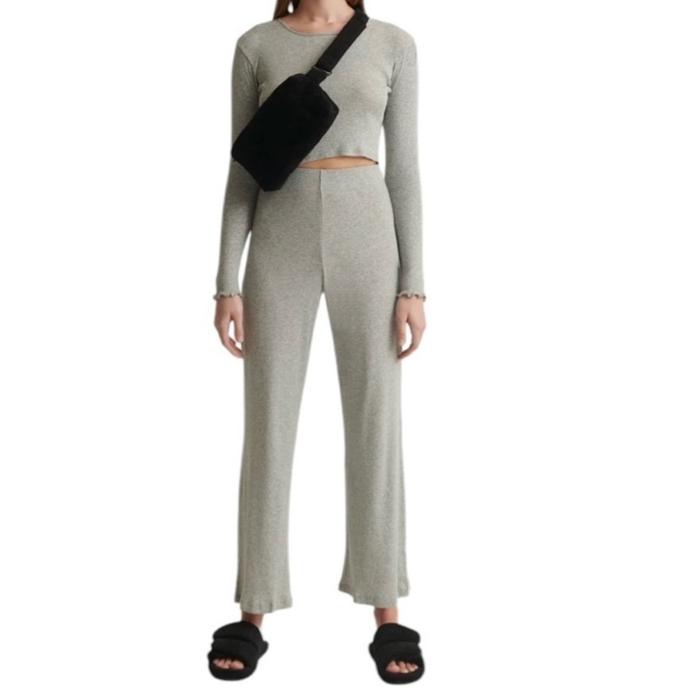 NWT Skin x Andreea Ali Women’s Sz 4 XL Gray Ribbed Crop Top Organic Pima Cotton